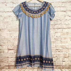 THML embroidered tassel shift dress